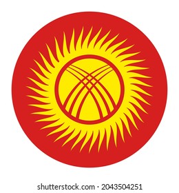 Ilustración de la bandera vectorial de Kirguistán circular. Símbolo nacional de Kirguistán, país de Asia. Insignia de Kirguistán para la presentación del estado.