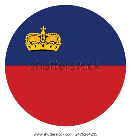 Circle badge Liechtenstein flag button vector illustration isolated. National symbol. State in Europe. Roundel Liechtenstein flag emblem banner.