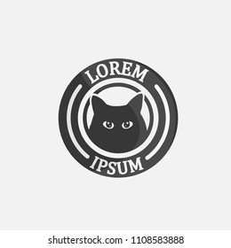 circle badge logo template . with cat illustration