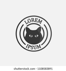 circle badge logo template . with cat illustration