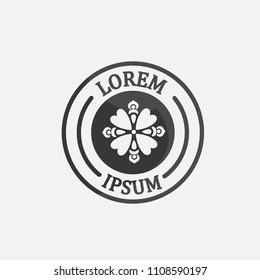 circle badge logo template . with flower symbol