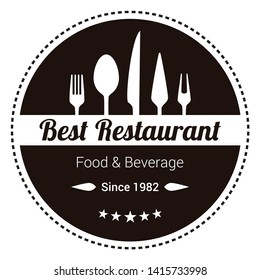 Circle badge logo vector illustration, spoon, chef logo