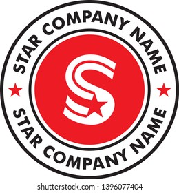 circle badge logo vintage with initial S for star symbol.