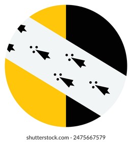 Insignia de círculo Norfolk Ilustración vectorial de Botón aislado, Este de Inglaterra, Reino Unido. Anuncio con emblema Roundel Norfolk. Símbolo nacional.