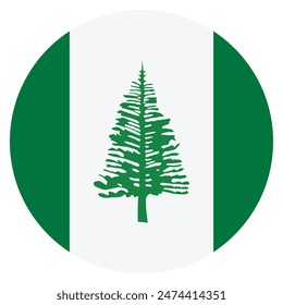 Circle badge Norfolk Island Flag button vector illustration isolated. Roundel Norfolk emblem banner.