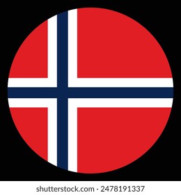 Circle badge Norway flag button vector illustration isolated on background. Europe Union state member. Nordic state. Roundel Norway emblem banner. National symbol.