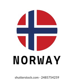 Circle badge Norway flag button vector illustration isolated on background. Europe Union state member. Nordic state. Roundel Norway emblem banner. National symbol.