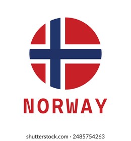 Circle badge Norway flag button vector illustration isolated on background. Europe Union state member. Nordic state. Roundel Norway emblem banner. National symbol.