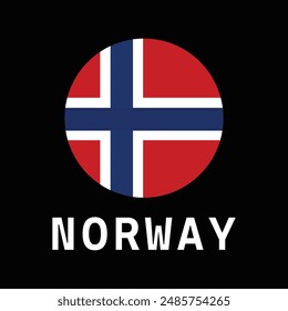 Circle badge Norway flag button vector illustration isolated on background. Europe Union state member. Nordic state. Roundel Norway emblem banner. National symbol.