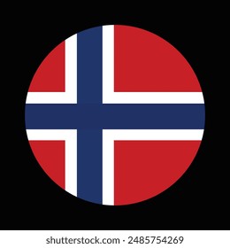 Circle badge Norway flag button vector illustration isolated on background. Europe Union state member. Nordic state. Roundel Norway emblem banner. National symbol.