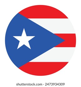 Insignia de círculo Puerto Rico Ilustración vectorial de Botón de la bandera aislado en el fondo. Símbolo nacional estatal de América Central. Signo patriótico. Anuncio de emblema Roundel Puerto Rico.