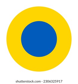 Circle badge roundel of Ukraine Air force flag vector illustration isolated. Proud military symbol of Ukraine aviation. Banner national coat of arms of soldier troops. Patriotic air plane emblem.