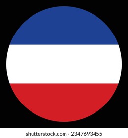 Circle badge Schleswig Holstein flag vector illustration isolated on black background. Province in Germany. Button Schleswig Holstein flag. German territory roundel.