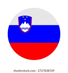 Kreis-Plakette Slowenien Flag-Taste, Vektorgrafik einzeln. Mitgliedsland der Europäischen Union. Staat in Osteuropa. Nationalsymbol, Wappen. Logos von Roundel Slowenien.