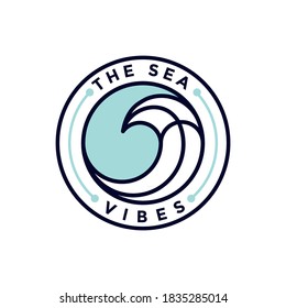 Circle Badge Stamp Outline Sea Vibes Logo