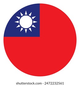 Circle badge Taiwan flag button vector illustration isolated. State in Asia. Roundel Taiwan flag emblem banner. Patriotic sign.