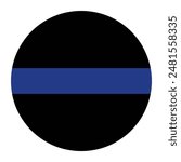 Circle badge Thin blue line flag law enforcement symbol. American police flag vector. Remembering the fallen police officers on duty. Law and order. Devotion, dedication on workplace. ladle out honors