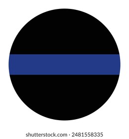 Circle badge Thin blue line flag law enforcement symbol. American police flag vector. Remembering the fallen police officers on duty. Law and order. Devotion, dedication on workplace. ladle out honors