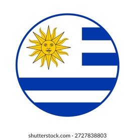 Kreiszeichen Uruguay-Flag, Vektorgrafik einzeln. Südamerika. Emblem-Banner patriotisches Zeichen Uruguay Fahne runden. Nationalsymbol von Uruguay.