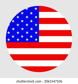Circle badge USA flag button  vector illustration isolated. United States of America national symbol. Roundel USA flag banner emblem. Patriotic round sign.