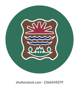 Circle badge Western Abenaki Indian tribe flag vector illustration isolated. Symbol banner native people in America, Canada. Button Abenaki clan roundel emblem. Native Americans indigenous people.