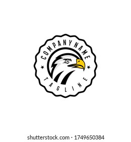 Circle bald eagle head logo design template. Awesome a bald eagle head lineart logo. A bald eagle head logotype.