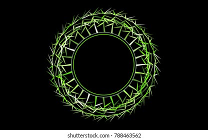  Circle of Bamboo Leaves. Creative Circle in Ethnic Style. Round Frame of Leaves. Stems with Leaves for Wallpaper, Tile, Postcard, Card, Invitation. Circle Frame. Wreath of Twigs.