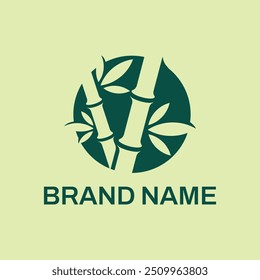 Circle Bamboo Tree Logo Concept