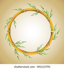 Circle of bamboo trunk with leaves design