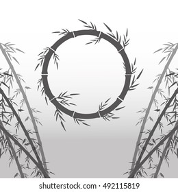 Circle of bamboo trunk with leaves design