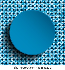 Circle banner or background with blue sequins, glitters, sparkles, paillettes. Disco party light music with shiny sequins. Blue dots glitter texture. Metallic glowing cloth. Bright wall. Repeat.