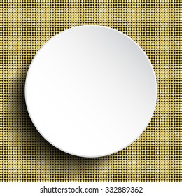 Circle banner or background with gold sequins, glitters, sparkles, paillettes. Disco party light music with shiny sequins. Gold dots glitter texture. Metallic glowing cloth. Bright wall. Repeat.