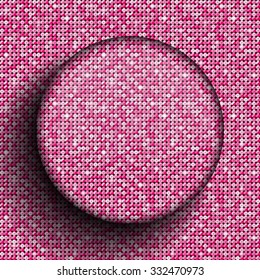 Circle banner or background with pink sequins, glitters, sparkles, paillettes. Disco party light music with shiny sequins. Pink dots glitter texture. Metallic glowing cloth. Bright wall. Repeat.
