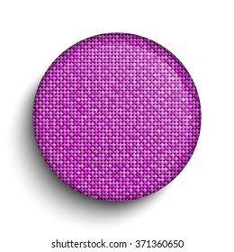 Circle banner or background with pink sequins, glitters, sparkles, paillettes. Disco party light music with shiny sequins. Pink dots glitter texture. Metallic glowing cloth. Bright wall. Repeat.