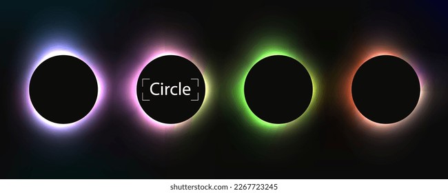 Banner circular con degradado de color aislado en fondo negro