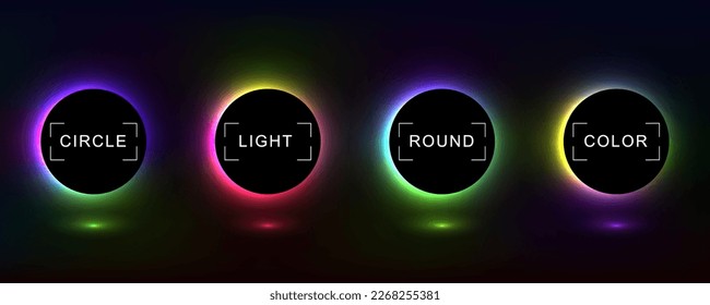 Circle banner with color gradient isolated on black background