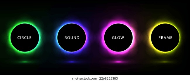 Circle banner with color gradient isolated on black background - Shutterstock ID 2268255383