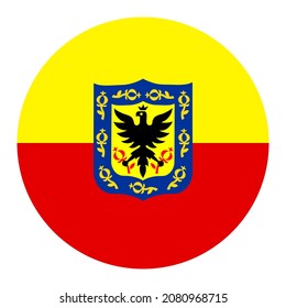 Circle banner flag of Bogota, capital city of Colombia. Emblem of Bogota city flag vector illustration isolated.