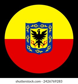 Circle banner flag of Bogota, capital city of Colombia. Emblem of Bogota city flag vector illustration isolated.