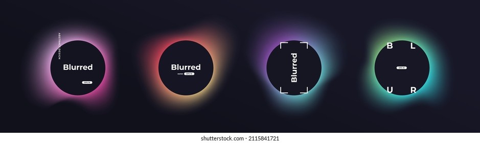 Circle banner with gradient isolated on black background. Vector set. Fluid vivid gradients for banners, brochures, covers. Abstract liquid shapes. Colorful bright neon template. Dynamic soft color. - Shutterstock ID 2115841721