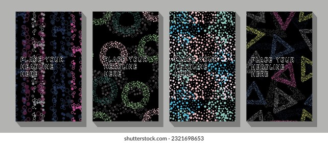 Circle banner with gradient isolated on black background.   Cute and minimalist style posters