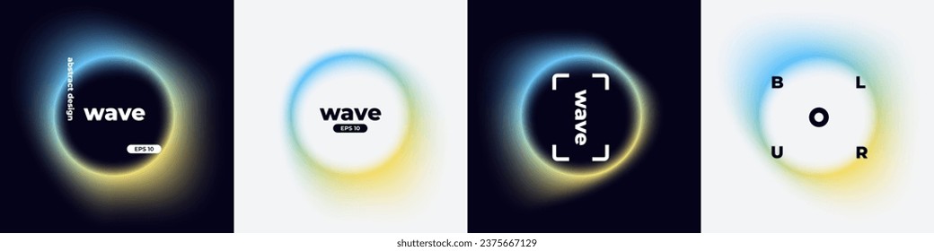 Circle banner with gradient isolated on black background. Vector set. Fluid vivid gradients for banners, brochures, covers. Abstract liquid shapes. Colorful bright neon template. Dynamic soft color.