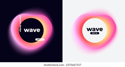 Circle banner with gradient isolated on black background. Vector set. Fluid vivid gradients for banners, brochures, covers. Abstract liquid shapes. Colorful bright neon template. Dynamic soft color.