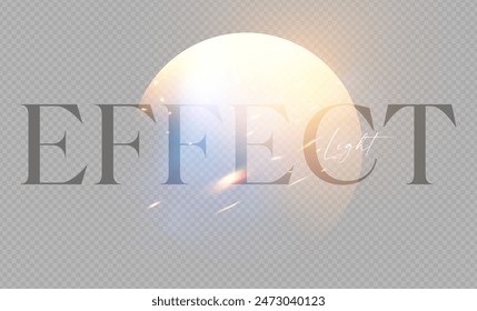 Circle banner with motion light. Sparks and glare of fire transparent light effect