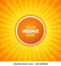 Circle banner on burst background. Vector illustration
