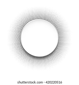 Circle banner on the halftone background. Stock vector.