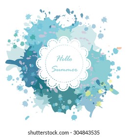 Circle banner on light love blue tone vintage background