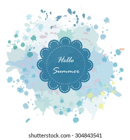 Circle banner on light love blue tone vintage background