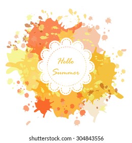 Circle banner on light love yellow orange vintage background