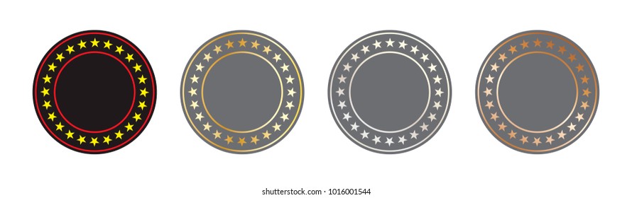Circle banner with star isolated on white background. Vector illustration.